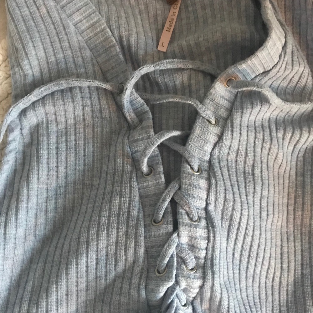 Light Blue Lace Up Tank